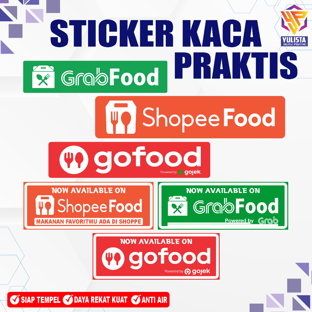 STIKER SIGN WATERPROFF WARUNG GOFOOD/GRABFOOD/SHOPEFOOD