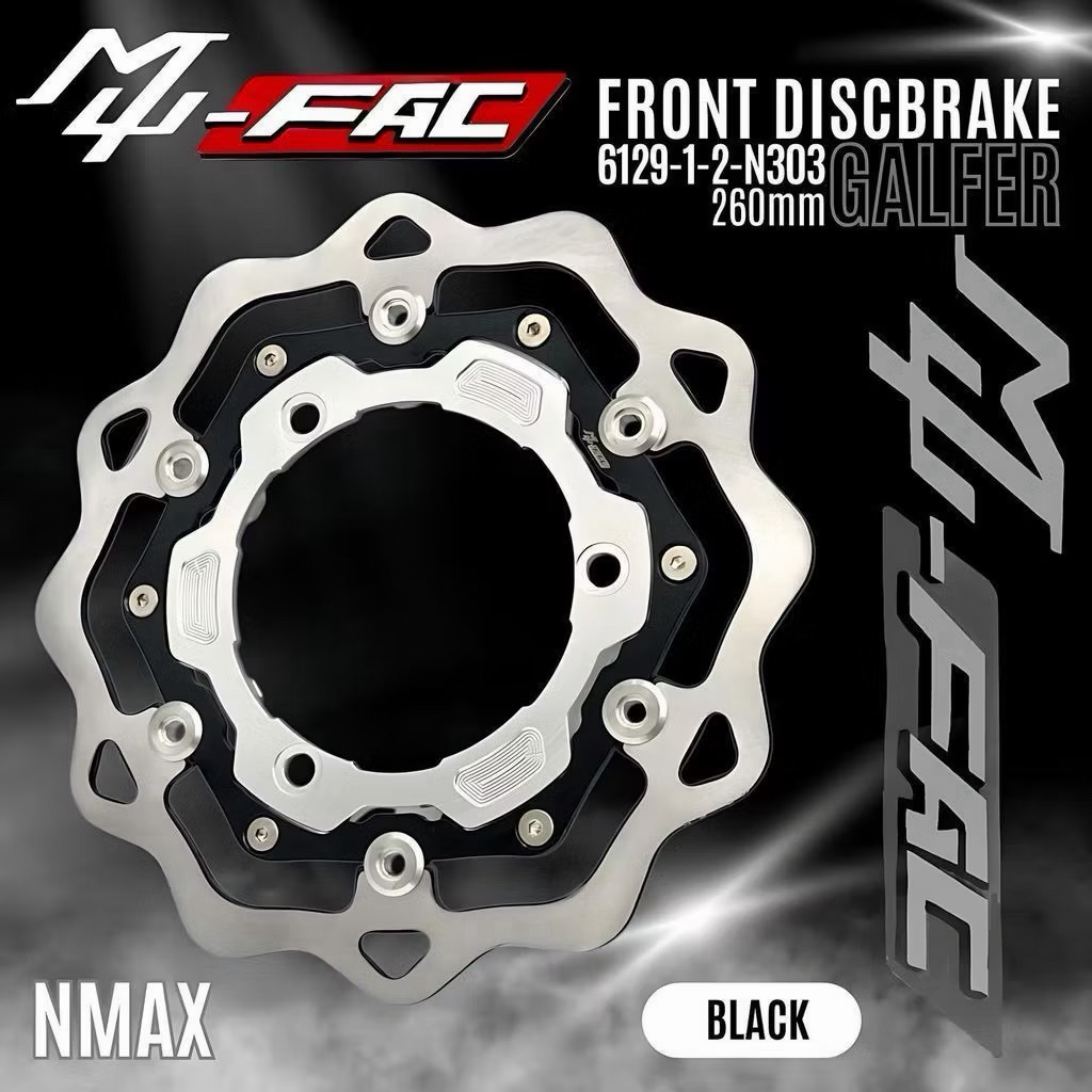 CAKRAM DEPAN NMAX, AEROX 260 MM Cakram Galfer Depan NMAX Disc Brake MUFAC 6129 N303 260mm CNC Alloy