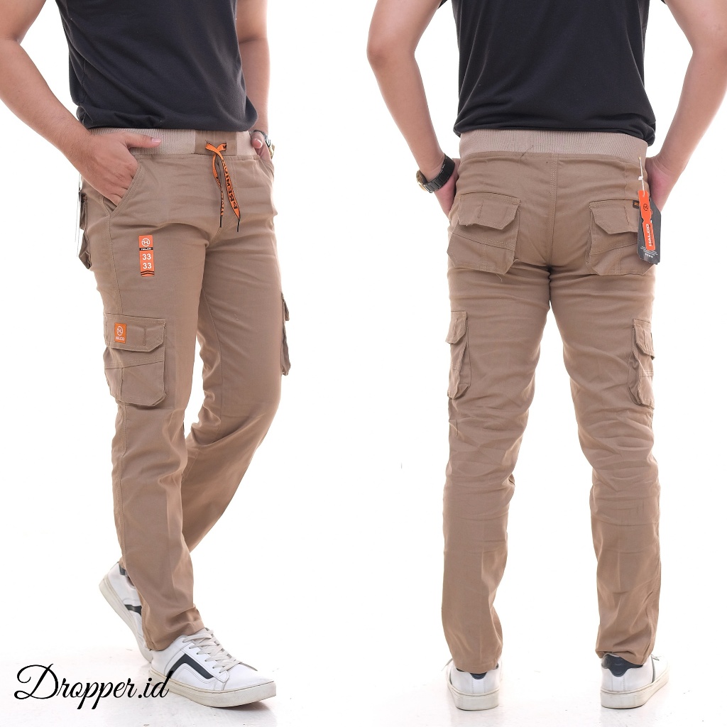 Dropper.id - Celana Cargo Pria Rip Twill Combed Sporty 6 Saku Premium | Celana Gunung Outdoor Casual