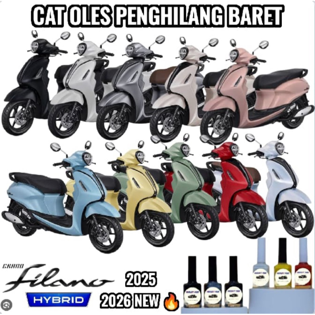 CAT OLES PENGHILANG BARET MOTOR YAMAHA FILANO 2024 2025 NEW PINK MAUVE,DULL BLUE,YELLOW, WHITE, DRAK