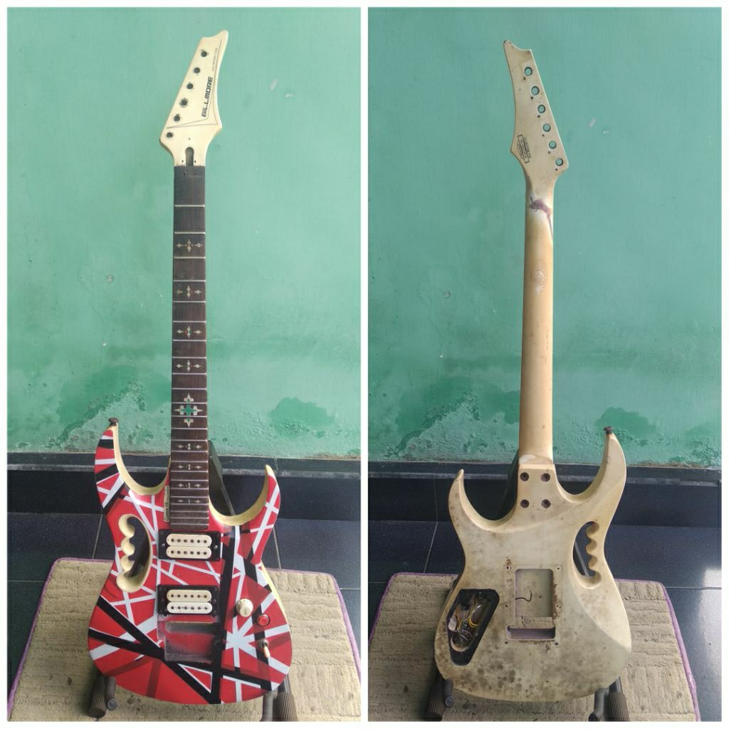 body + neck gitar listrik updown Original GILLMORE, motif Van Halen