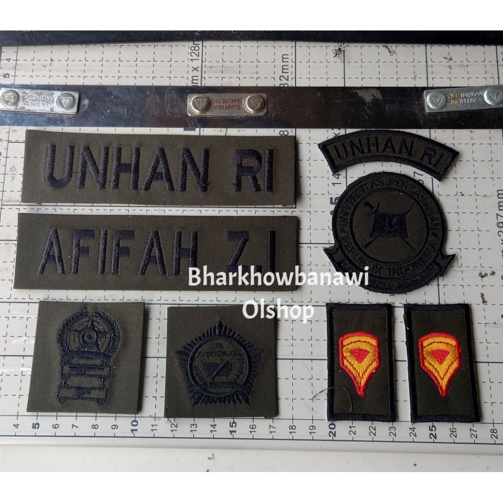 Atribut UNHAN RI bordir plus pengeras rapih dan kaku bet bordir unhan ri fullset satuan