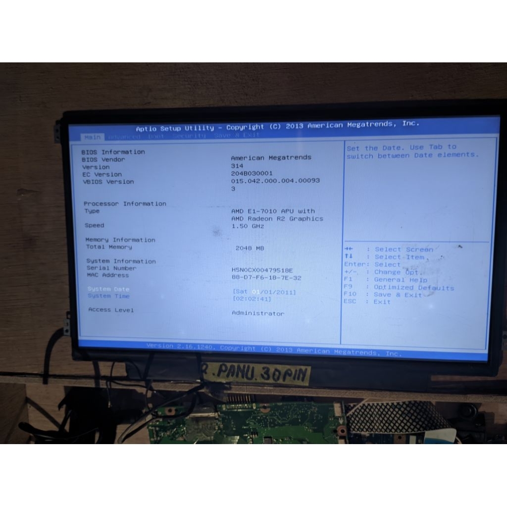 Layar led 11,6 inci 30 pin kuping samping second