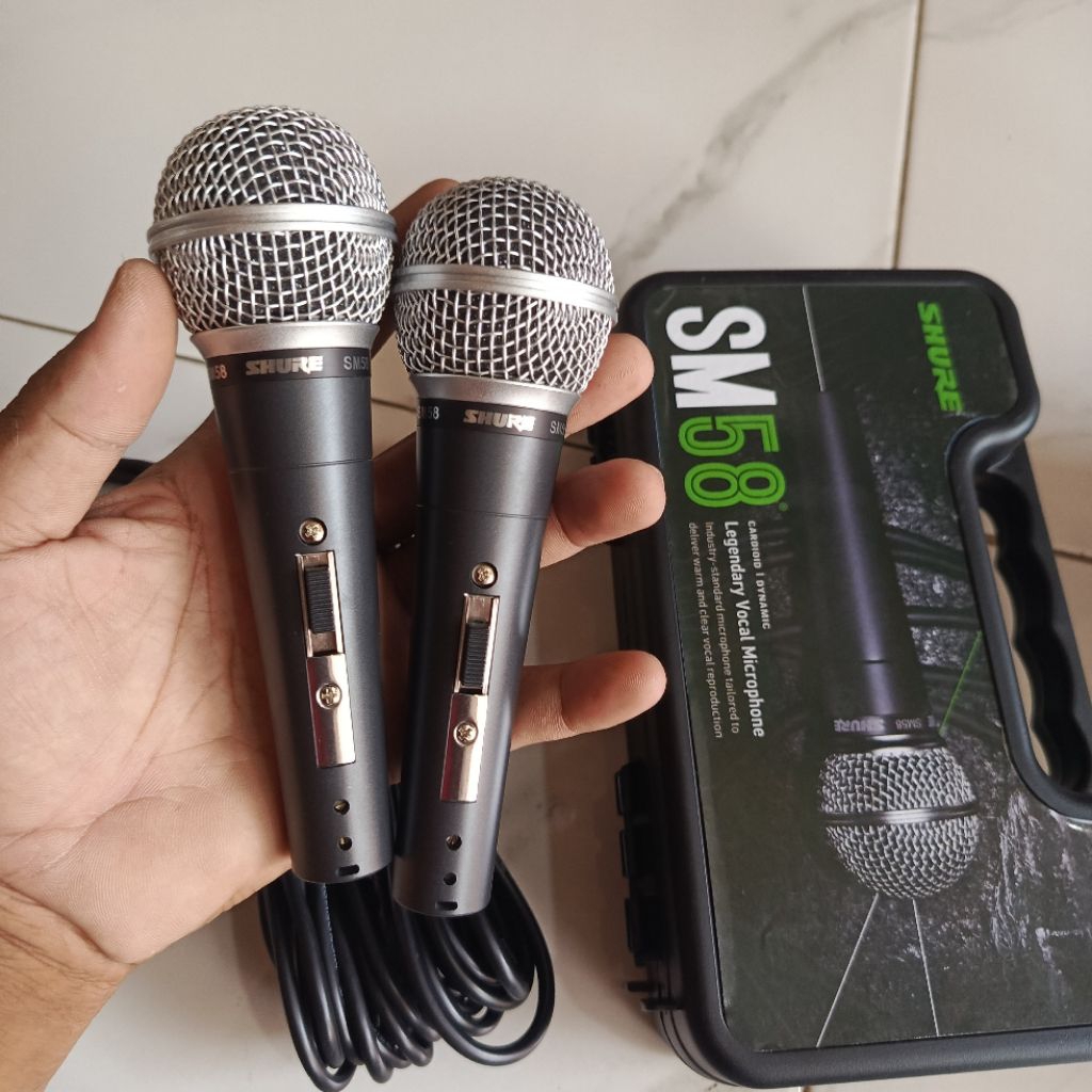 MIKROFON SHURE SM 58, PAKET HEMAT 1 KOPER ISI-2 MIK.FUUL BESI