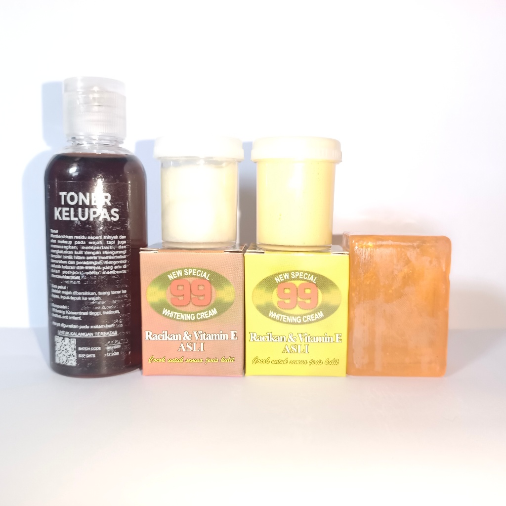 PAKET TONER FLEKSOL - CREAM 99 SIANG MALAM DUS - SABUN NATURAL OREN