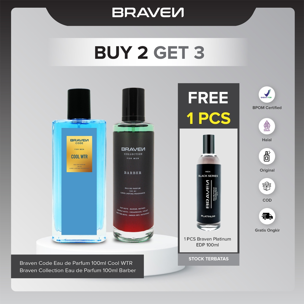 [BUY 2 GET 3] Braven Code Cool WTR EDP + Braven Collection Barber EDP + FREE Braven Platinum EDP - P