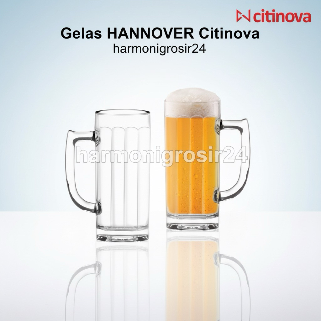 1pcs Gelas Kaca Gagang Hannover Citinova 575ml Gelas Bir Gagang Murah