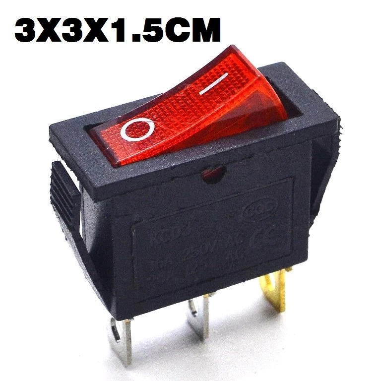 5J SAKLAR ON OFF GEPENG LAMPU MERAH 3 Pin Slim Tipis AC DC Nyala Led Motor Mobil Listrik Rumah
