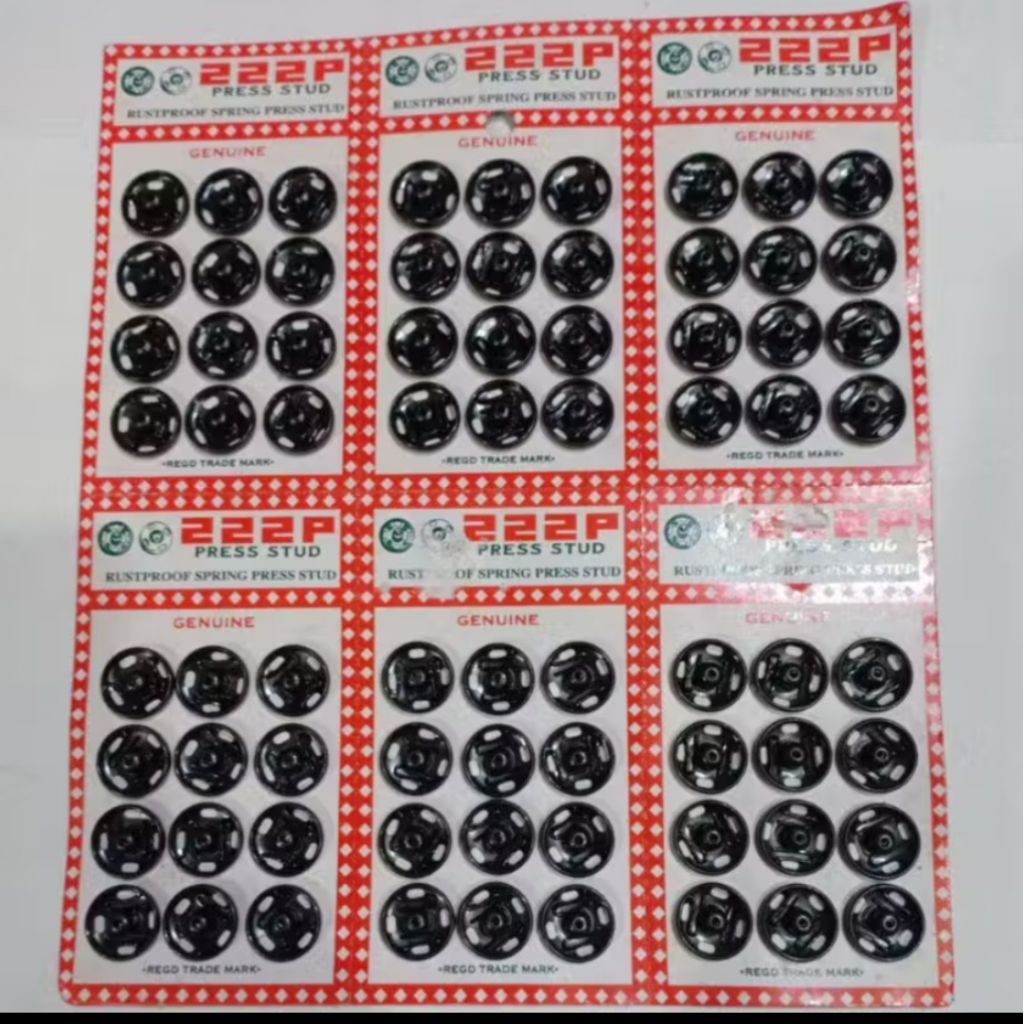 Kancing Cetet Besar 222P Silver dan Hitam / kancing Jepret