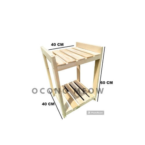 Rak Dispenser Rice Cooker Minimalis Estetik Kayu