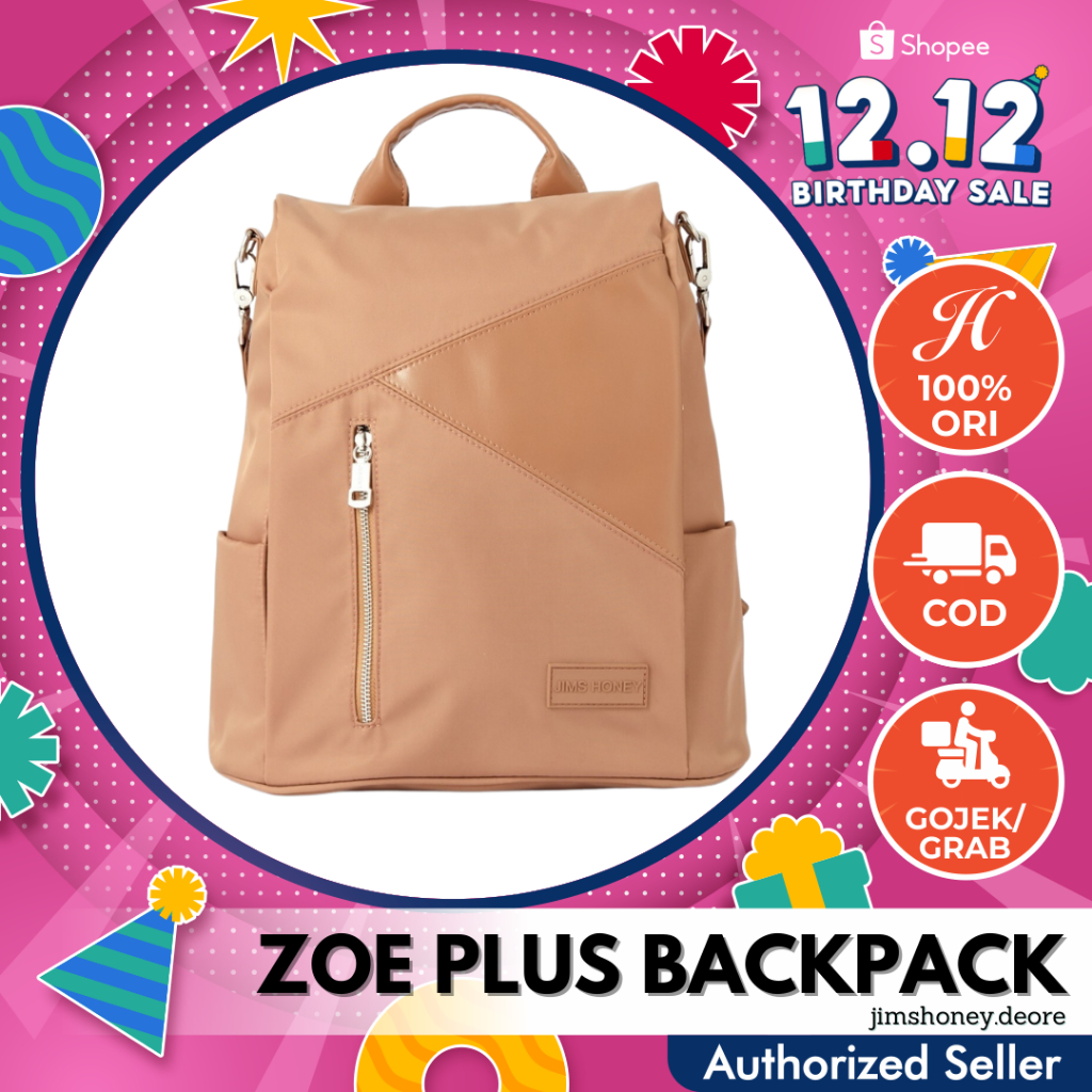 Jims Honey Zoe Backpack Tas Tote Ransel Sekolah Anti-Air Cewek Wanita Fashion Jimshoney