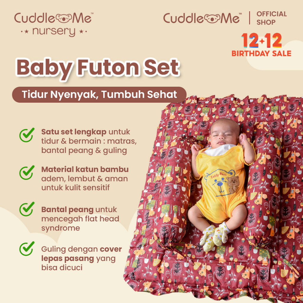 Kasur Matras Bayi Cuddleme Futon Set Bantal Peang Guling Kain Empuk Halus