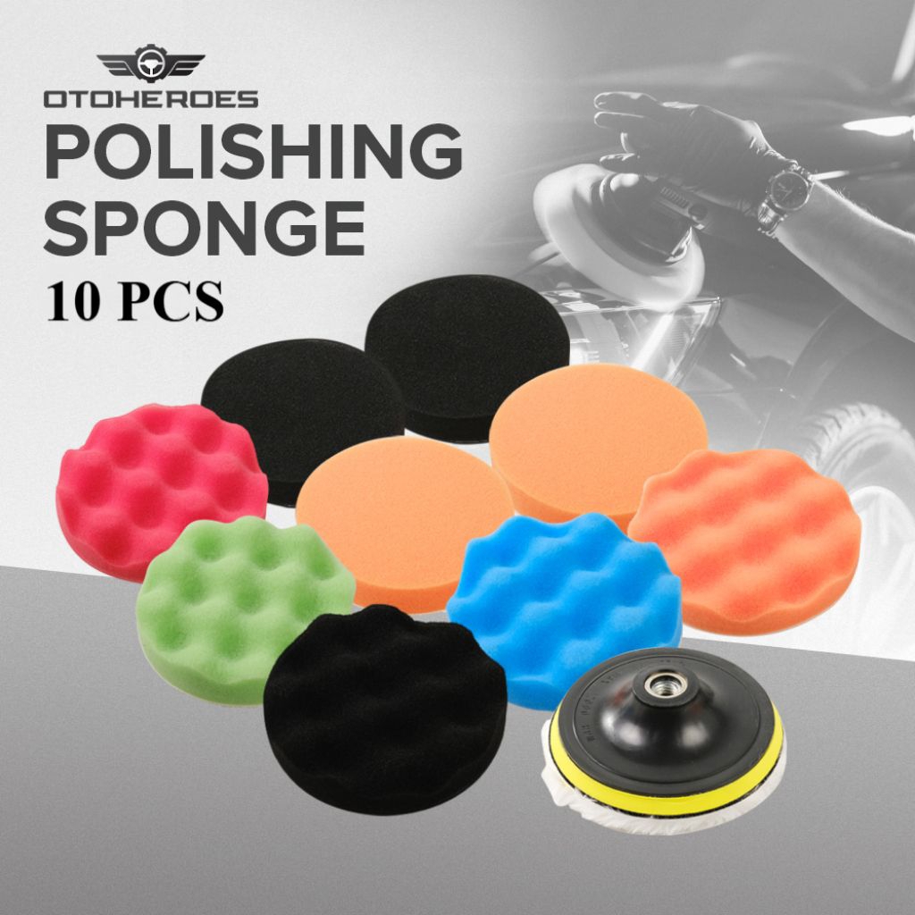 Poles mobil sponge polishing set car buffing pad 5inch 10 Pcs / alat poles body mobil
