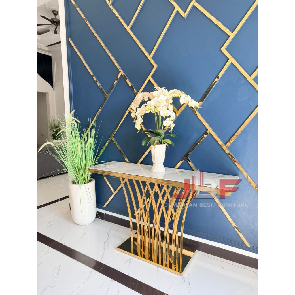 Meja Konsul Marmer Kaki Stainless Console Table Gold
