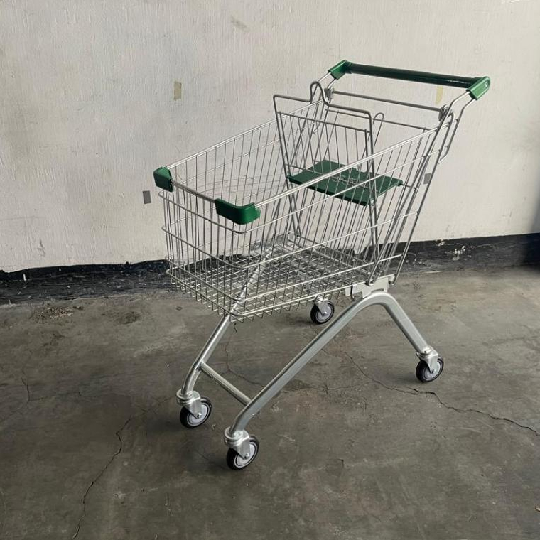 Troli Belanja 60 Liter Besi Chrome untuk Supermarket dan Minimarket