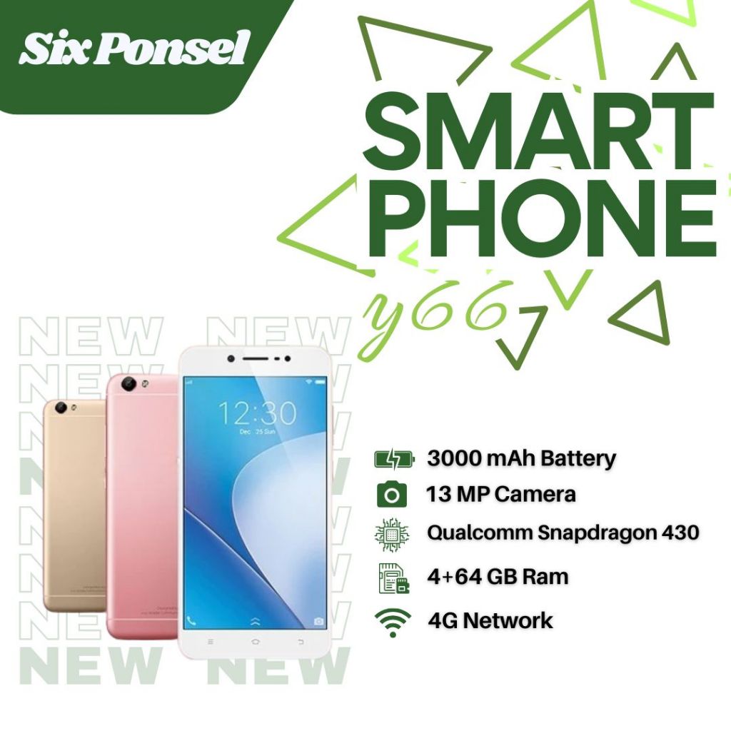 HP SMARTPHONE ANDROID VIVO Y66 RAM 4GB + 64GB BATERAY 3000mAh BERGARANSI 12 BULAN