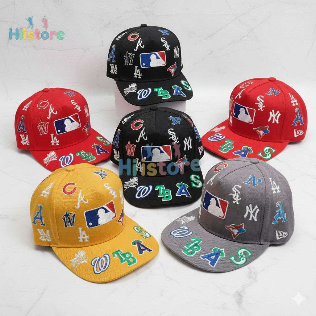 Topi Snapback Anak Laki-Laki Perempuan Logo MLB Hiphop Style Usia 6-12 Tahun - Topi Baseball Motif F