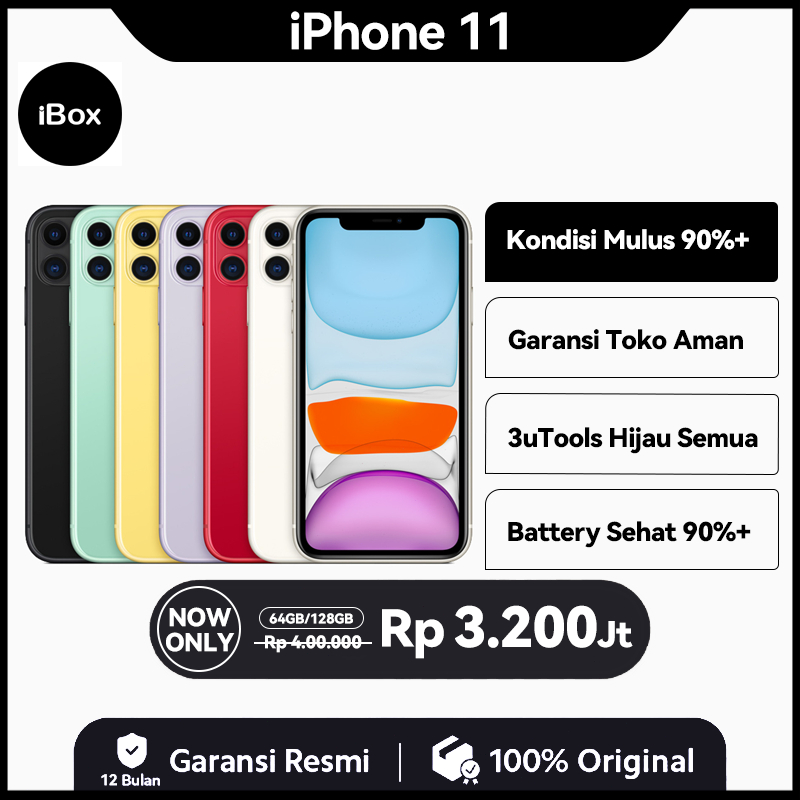 iP 11 Second Original 100% iP 11 64GB 128GB Bekas Fullset Mulus Bergaransi Terpercaya Like New