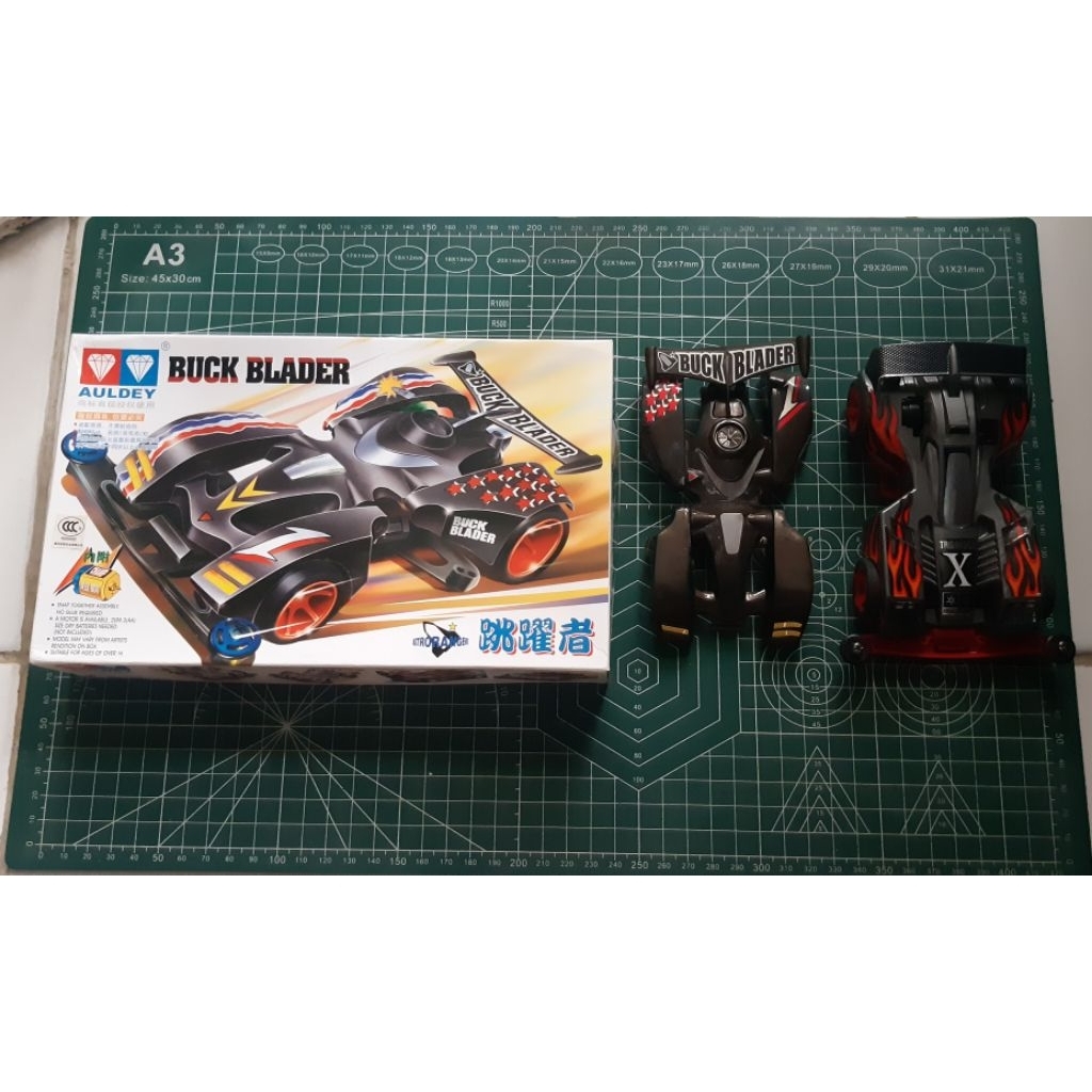 Tamiya Mini 4WD Merk Auldy Buck Blader pakai Body Tridagger X LZ Chassis Lets And Go Series Kondisi 