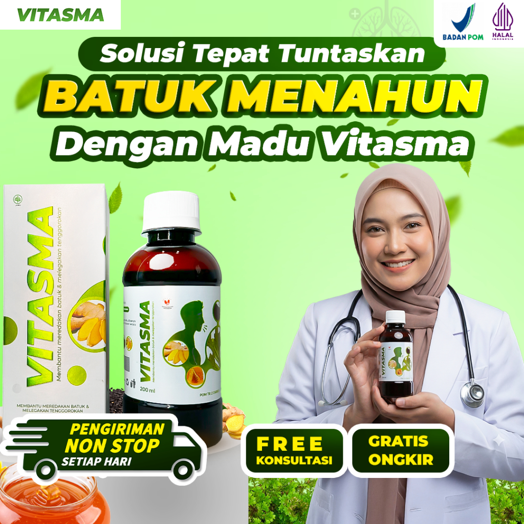 VITASMA Madu Herbal - Obat Batuk Sakit Tenggorokan Madu Vitasma Bronkhitis Batuk Menahun Sesak Nafas