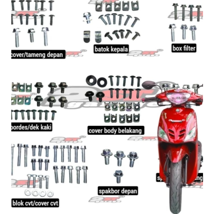 Baut Body Mio Sporty Fullset/Baut Yamaha Mio Sporty Mio Lama Lengkap Full Body