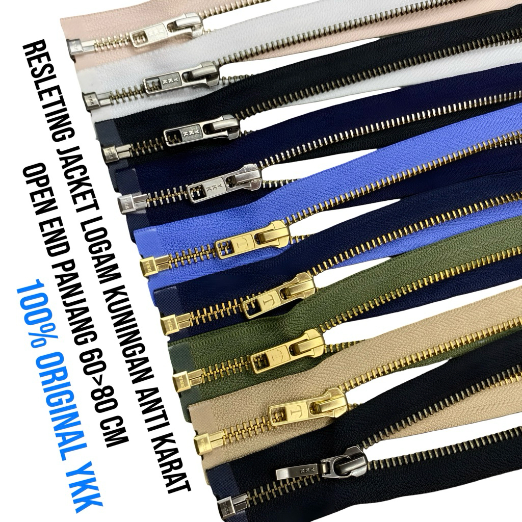 per pcs resleting besi  YKK  original hitam 60-75 cm
