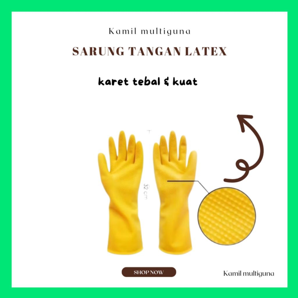 sarung tangan karet latex xl jumbo isi 2 pcs sarung tangan karet panjang sarung tangan serbaguna kao