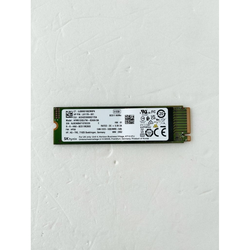 SSD NVME M.2 SK Hynix BC511 512GB Pcie Gen 3