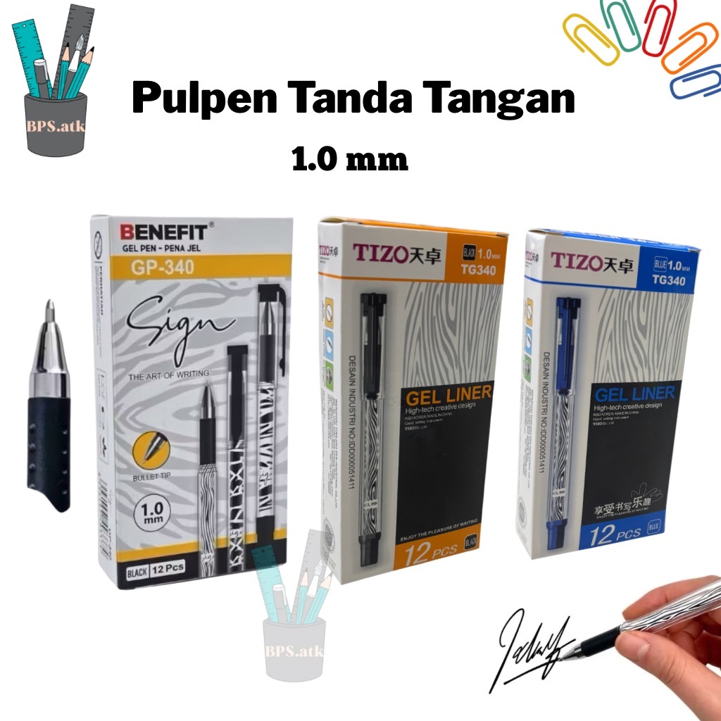 (12 pcs) Pulpen Tanda Tangan 1.0MM ( TIZO / BENEFIT ) Pulpen Tinta Tebal
