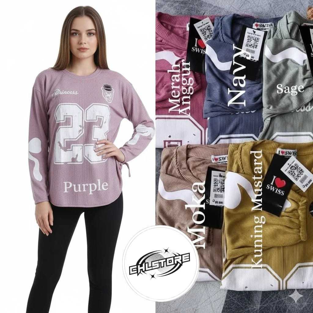 CHLstore Baju Rajut Oversize Wanita Motif Angka "23"