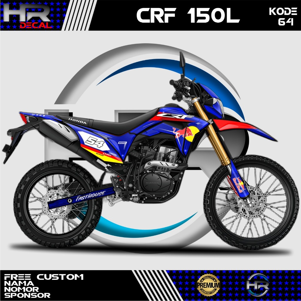 Sticker Decal CRF 150L TERLARIS | Laminasi GLOSSY/DOFF TEBAL | Desain RedBull/Monster Energy