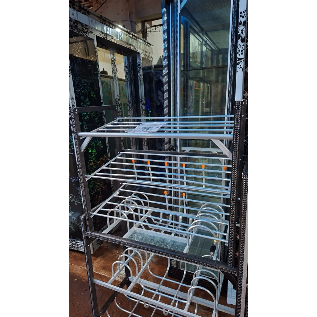 rak sepatu tingkat 3 bahan stenlis