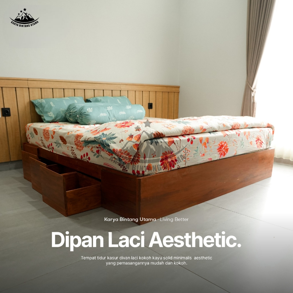 KBU Dipan Laci Kayu Kokoh Tempat Tidur Kasur Divan Minimalis