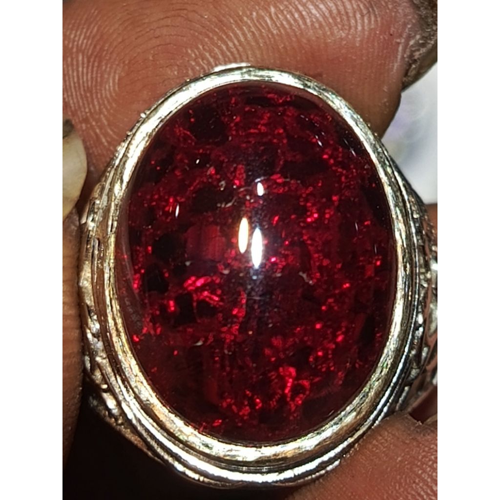 batu Mirah siam delima serat seribu ikat alpaka krum no 9 mirip perak