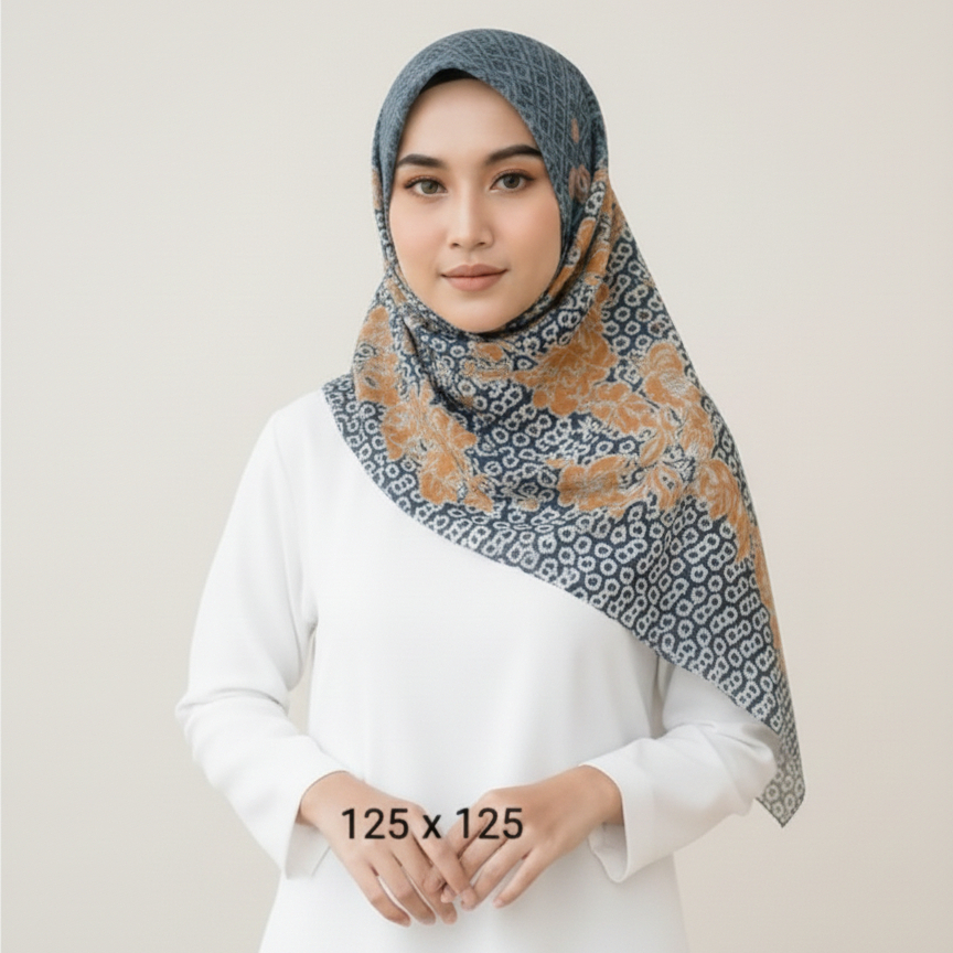 Mama In Fashion - Jilbab Syari Segi Empat Voal Motif / Jilbab - Hijab - Kerudung segi empat Motif Te