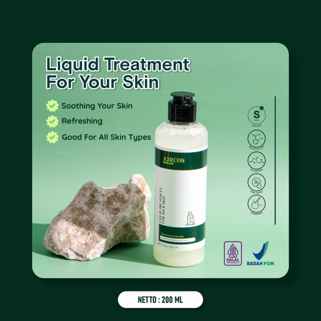 Acne Toner Soothing & Calming 200ml BPOM A2RCOS Liquid Treatment For Your Skin Toner Kulit Jerawat B