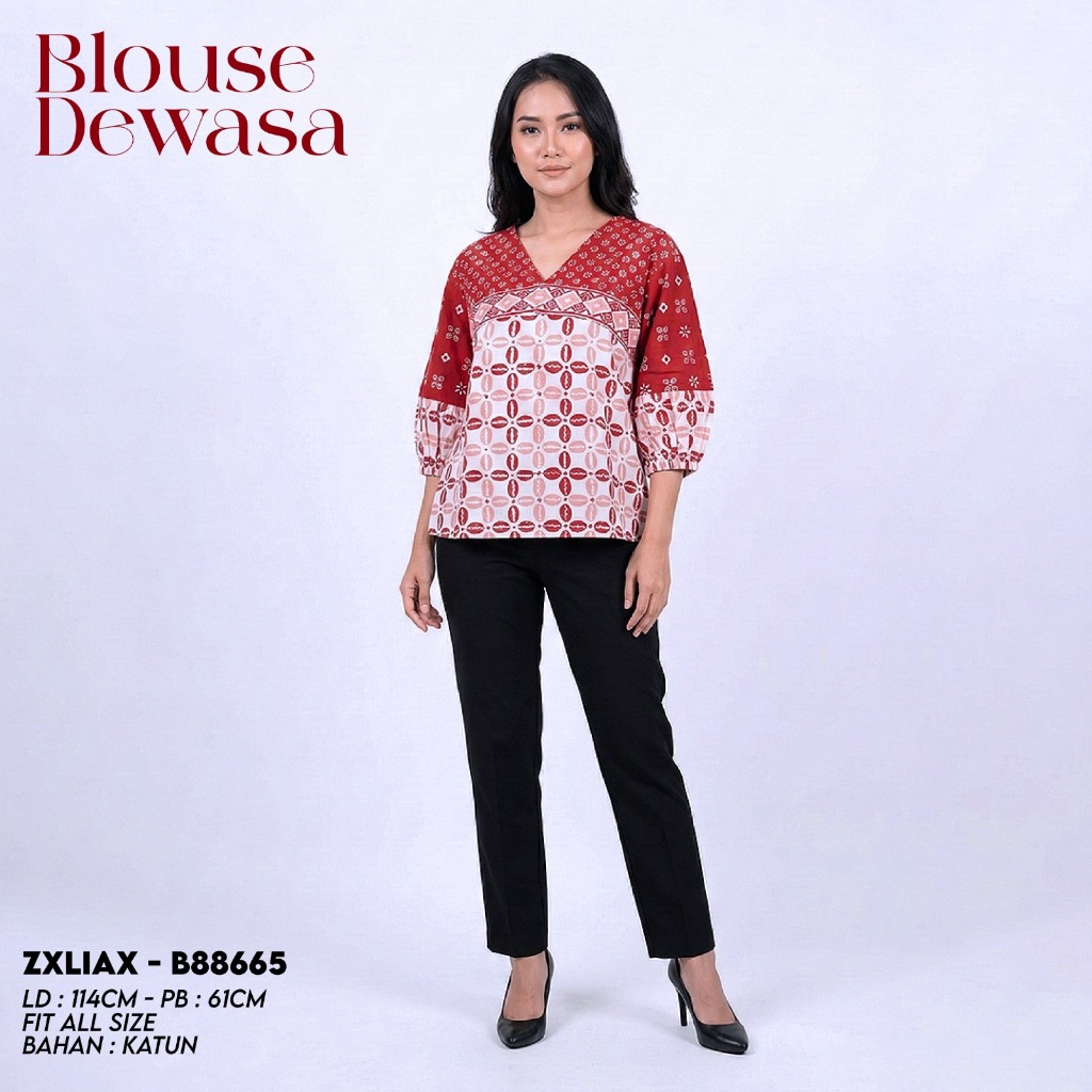 blouse batik wanita bahan katun allsize terbaru ria batik solo