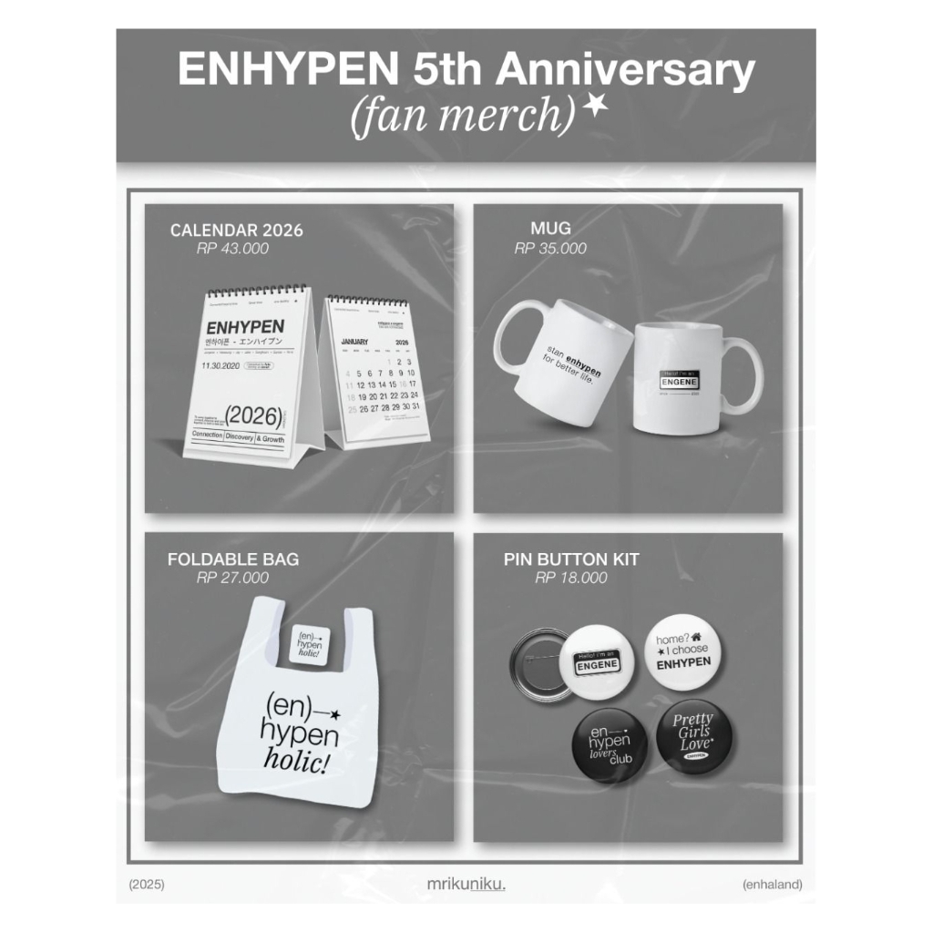 enhypen 5th anniversary (fan merch)