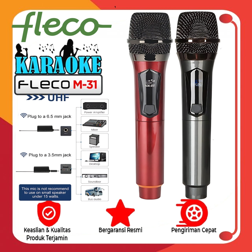 Microphone Professional Wireless Mic Double Fleco M-31