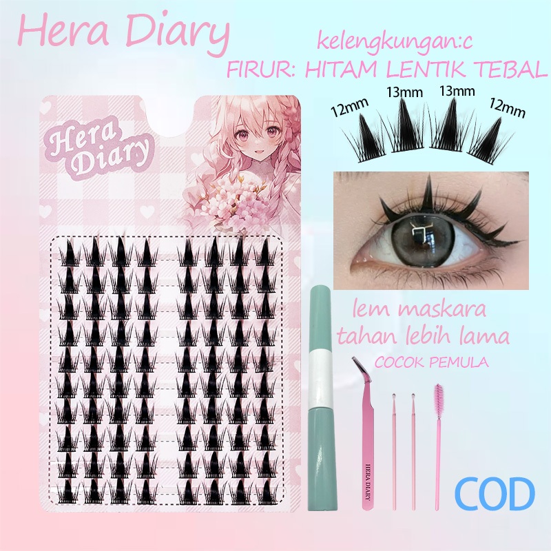 Hera Diary A08 Bulu Mata Palsu Douyin Manga Anime Individual Eyelash Extension Natural Korea Lentik 