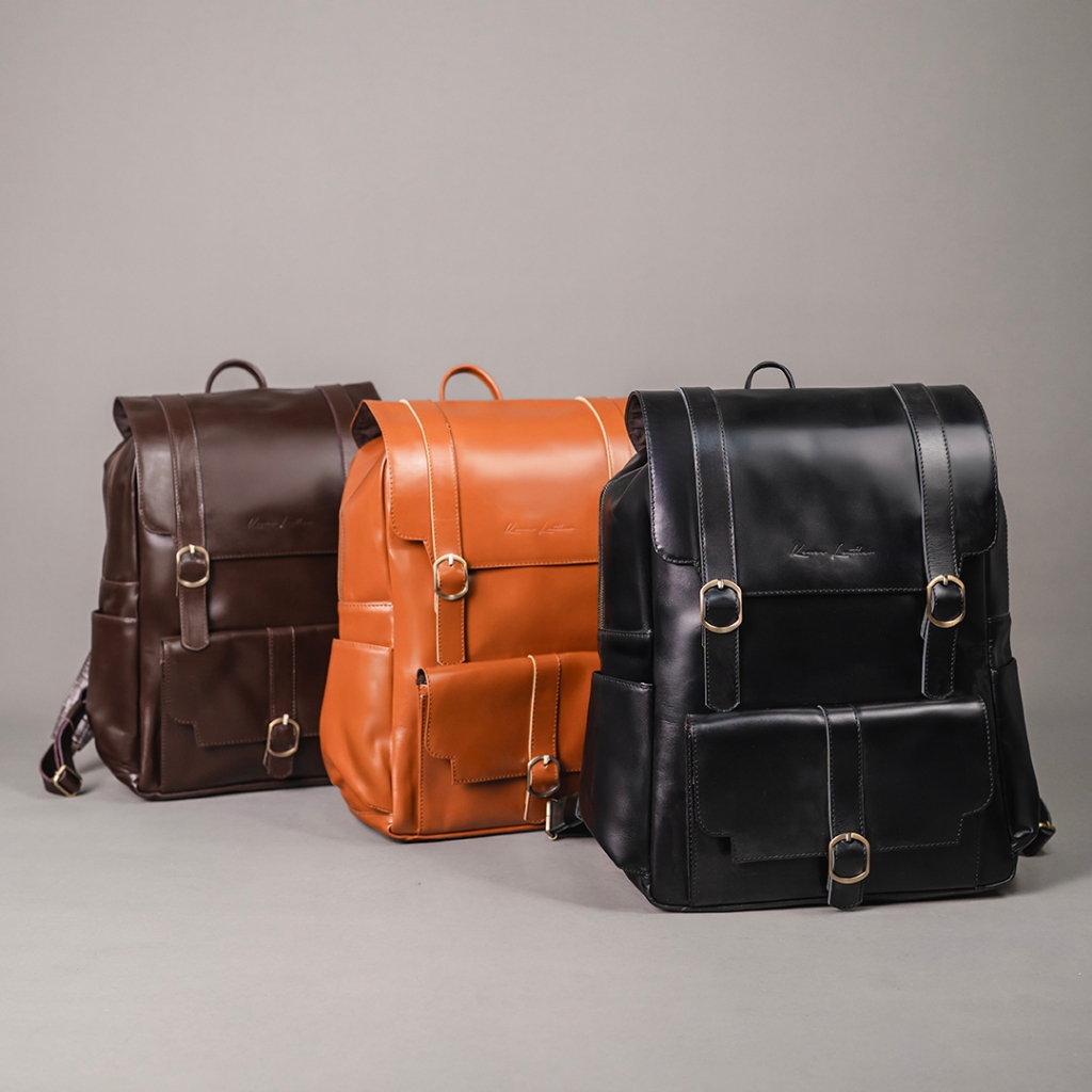 Kenes Leather Tas Ransel Pria Kulit Asli Backpack ARTHUR - Free Grafir Nama