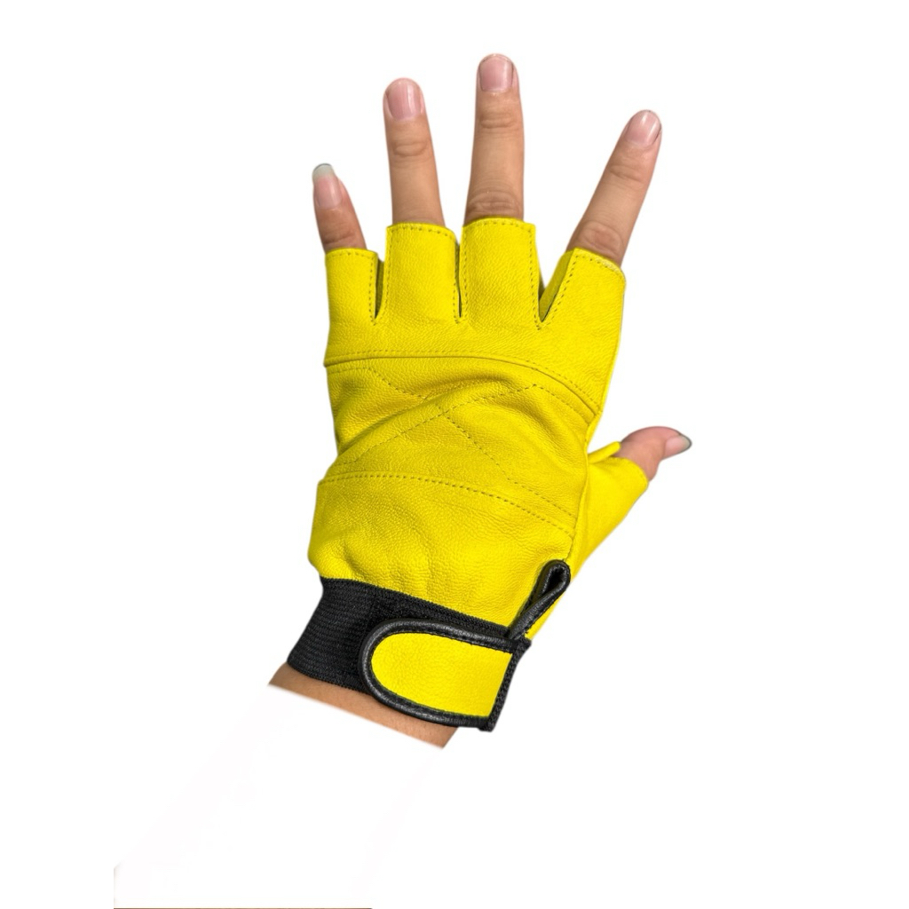 Sarung tangan motor kulit domba half kuning