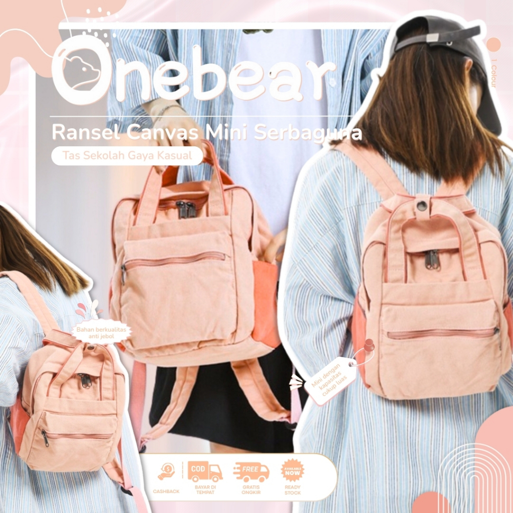 Tas Kecil Kanvas Dicuci Jepang Ransel Kecil Retro Sastra Ransel Mini Serbaguna Kasual untuk Mahasisw