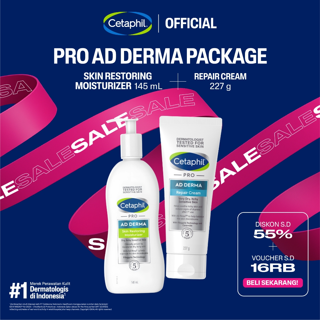 Cetaphil Pro Ad Derma Repair Cream 227g + Restoring Moisturizer 145ml