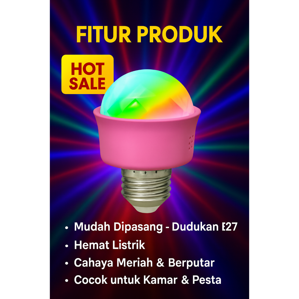 Lampu Disco LED  RGB E27 — Cahaya Warna-warni Lampu LED Disco Ball Lampu Disco RGB E27