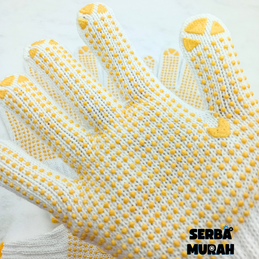 Sarung Tangan Kerja Kain Bintik kuning - Anti slip