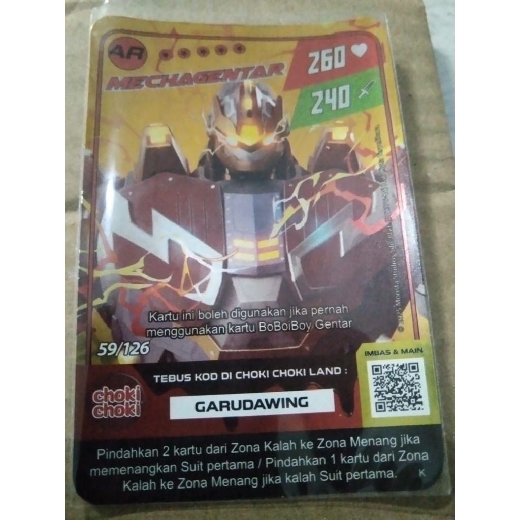 kartu Boboiboy Mecha gentar AR