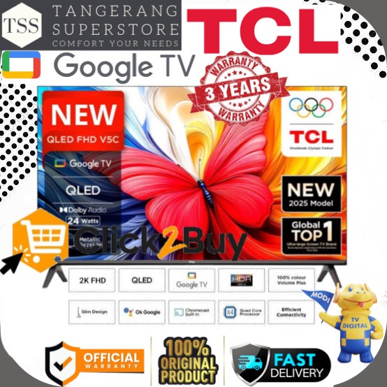 TCL LED 43V5C 43-V5C 43 V5C GOOGLE SMART TV FHD FRAMELESS TCL QLED 43INCH HDR10 TCL TV DOLBY AUDIO G