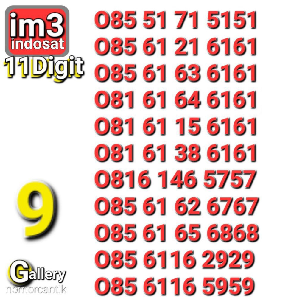 NOMOR CANTIK IM3 11ANGKA 6161 777
