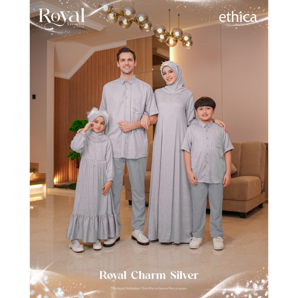 Ethica Sarimbit Royal Charm Silver Gamis Kagumi 373 koko kahfi 394 Sarimbit Keluarga Ethica Baju Cou
